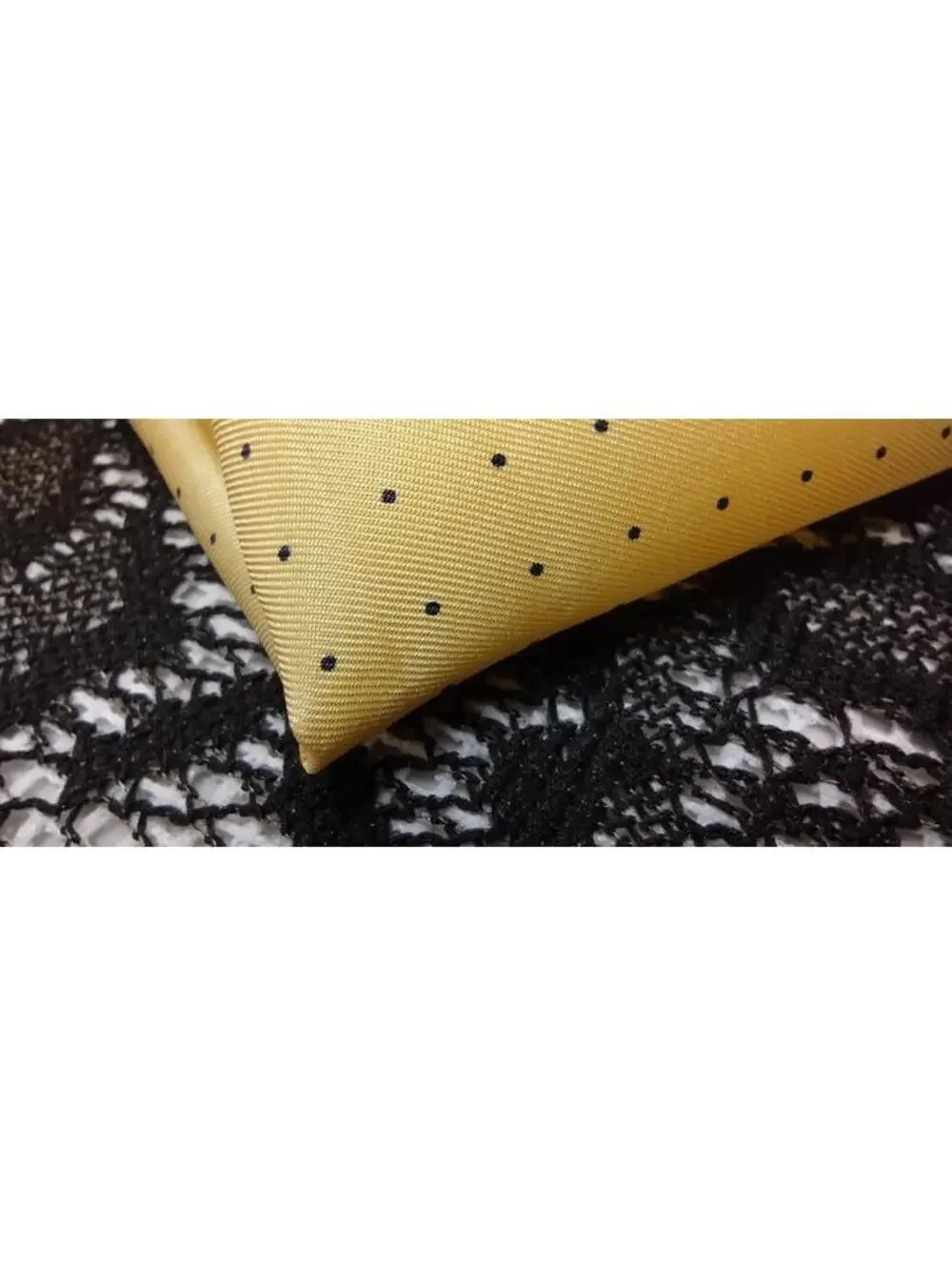 Vintage Yellow Silk Handkerchief Dark Navy Blue Dotted dots dot 19 inch Scarf